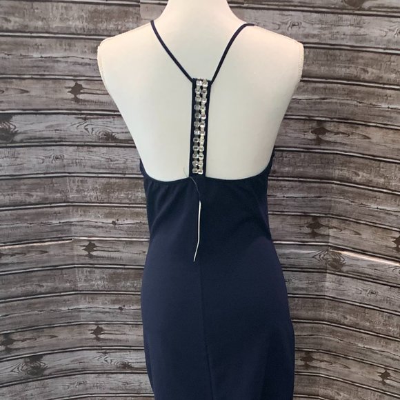 MONTEAU Navy Blue Sleeveless Halter Dress NWT - Picture 6 of 9